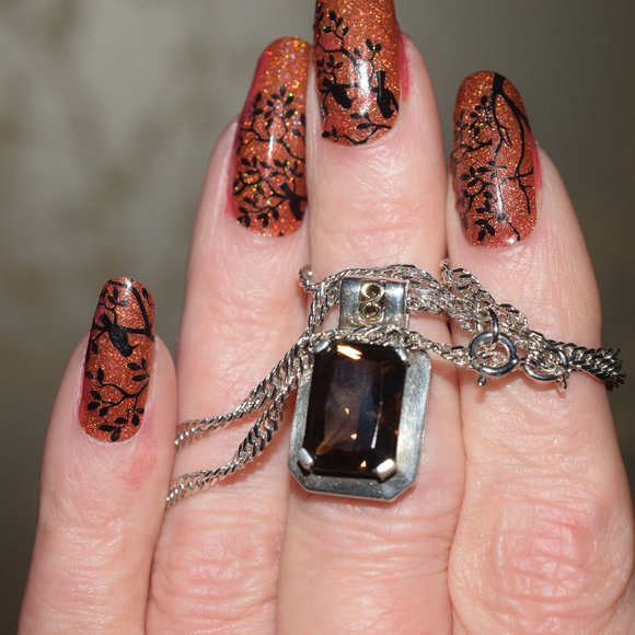 Boxed Michelle Albala Sterling Silver & 14k. Gold Smokey Quartz Necklace - Picture 6 of 7